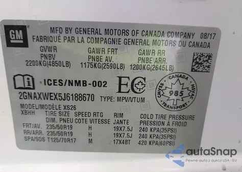 2018 Chevrolet Equinox Premier from USA, damaged, VIN 2GNAXWEX5J6188670